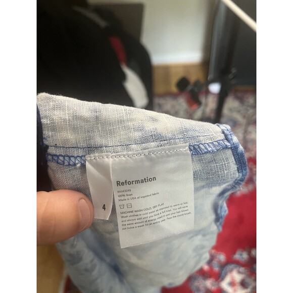 Reformation Linen Tie Dye Front Tie Top Women 4 - Picture 3 of 5